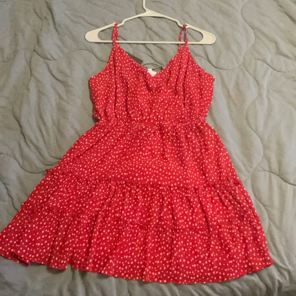 Red and white polka dot summer dress